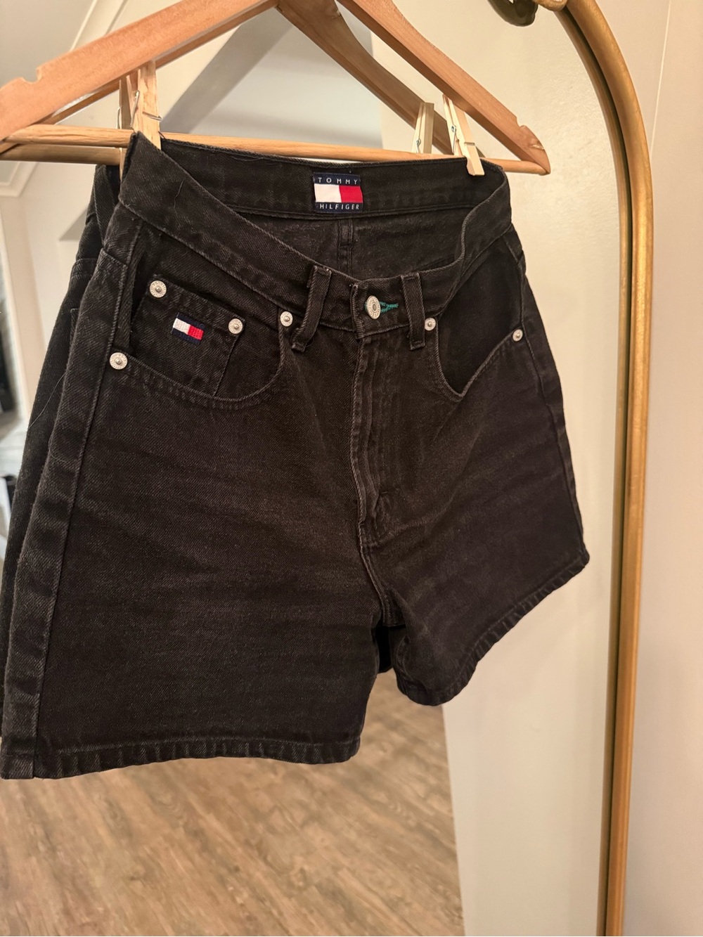 Tommy Hilfiger Vintage 90s Black Denim High-Rise Women’s Shorts